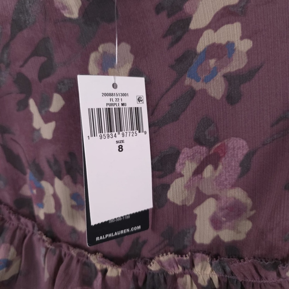 NWT LAUREN RALPH LAUREN Floral Crinkle Georgette Miniskirt Purple Multi Size 8 - Picture 13 of 16